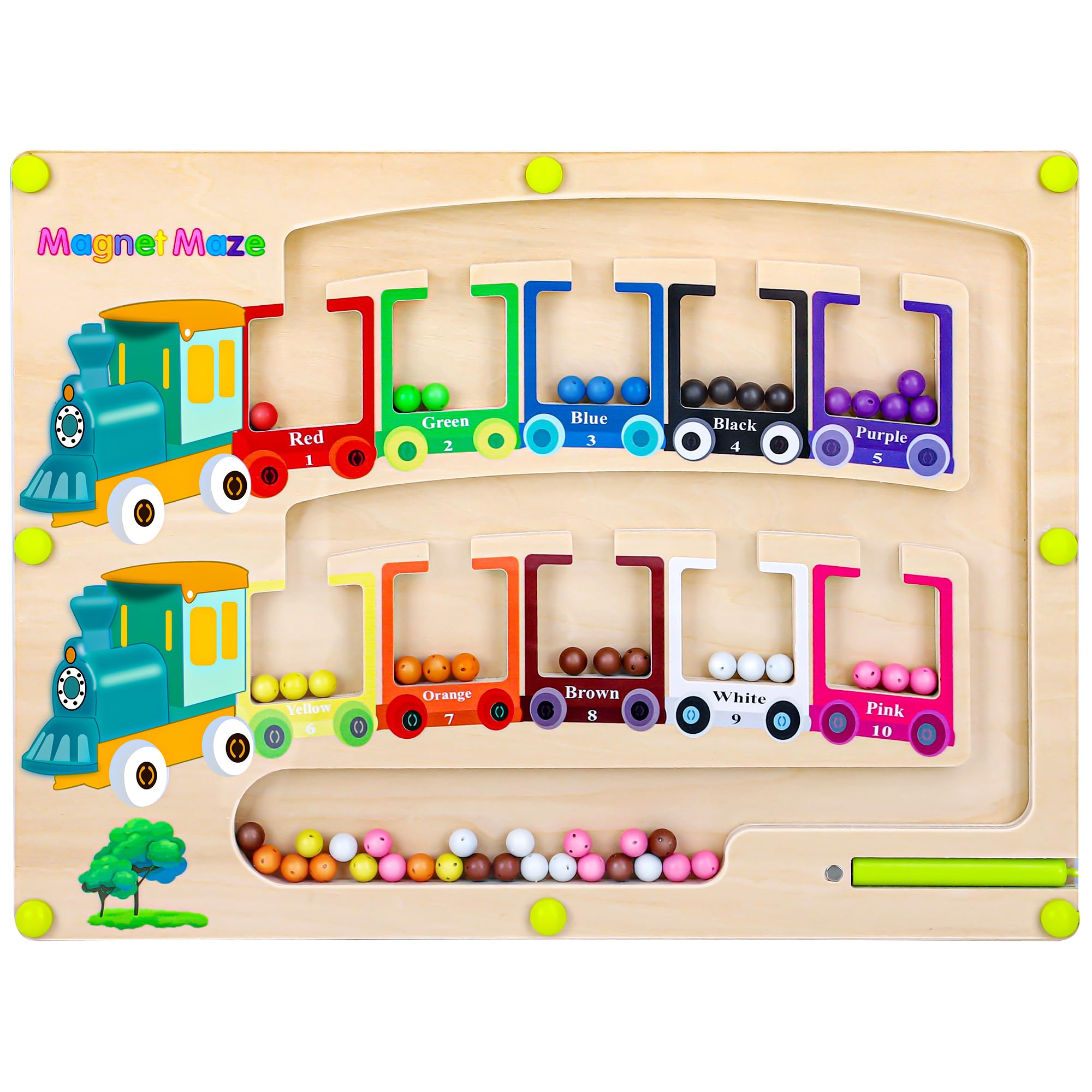 Montessori Toys for 3 4 5 6 Year Olds Boy Girl Kids,Vindany Magnetic Color Sorting and Number Maze Board,Magnetic Maze Wooden Toys Educational Counting Learning Sorting Toys Gifts