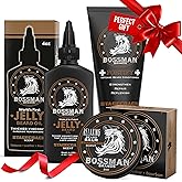 Bossman Essentials Beard Kit for Men, Set of 3 - Beard Oil Jelly, Fortifying Conditioner Cream, Beard Balm - Grooming Growth Care Accessories - Gift Set for Men (Stagecoach)