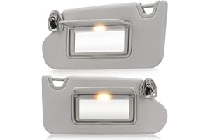 HKPARTS Left Driver & Right Passenger Side Sun Visor SunVisor with Light for Nissan Altima 2013 2014 2015 2016 2017 2018 Without Sunroof 96401-3TA2A 96400-3TA2A (Gray)