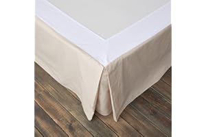 BISELINA French Linen Wrap Around Bed Skirt with Pleated Corner 14-Inch Tailored Drop Natural Flax Cotton Blend Basic Soft Cozy (14" Queen, Linen)