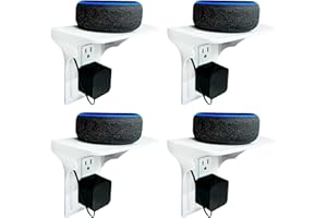 BeraTek Industries Power Perch Wall Outlet Shelf - Convert Your Outlet into Display Shelves - Alexa Speaker Stand, Electric Toothbrush Holder - Light Socket Shelf by Storage Theory - 4 Pack, White