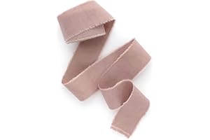 LINENLARK Nude pink 1 inch wide 5 yds frayed edges handmade cotton ribbon hand dyed for Rustic wedding invitation ties favors gift wrapping Party decor bows Florist Bouquet supplies Flat lay props