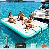 AWSUM Inflatable Floating Dock for Water Activities, 6ft-15ft Island Raft | With Non-Slip Surface, Load Capacity 450&ndash;2000 lbs, Water Platform for Pool, Lake, Pond, Beach, River &amp; Ocean Activities