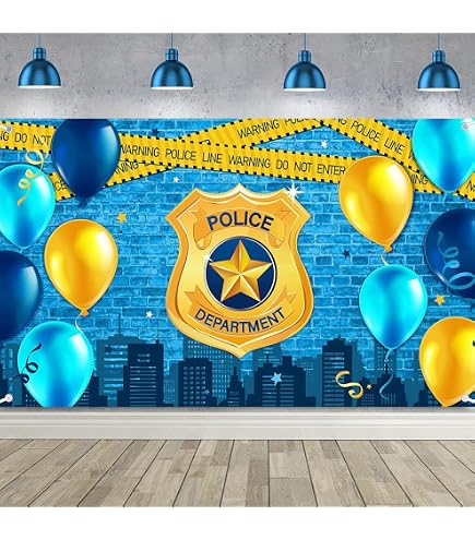 Polizei-Party Fotohintergrund, 183x137 Cm – Mit Gelbem Absperrband, Für Kindergeburtstag & Mottoparty