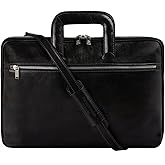 Time Resistance Slim Leather Briefcase - Italian Handmade Leather Computer Bag - Briefcase for Men and Women - Laptop Bag