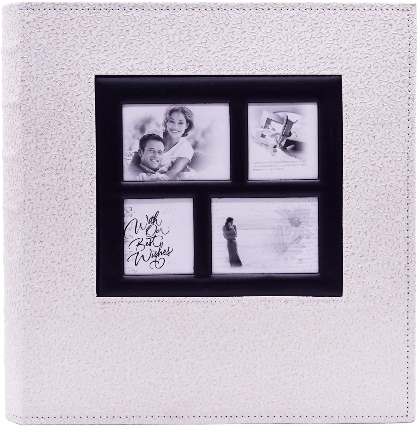 KOBEST 400 Pocket Holds 4×6 Inches Family Photo Album Inspiration Postbound Albums Memory Book Leatherette Cover-4 Front Window for Anniversary, Wedding, Birthday and Travel Record