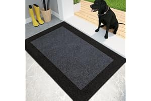 PURRUGS Dirt Trapper Door Mat 24" x 36", Non-Slip/Skid Machine Washable Entryway Rug, Shoes Scraper, Throw Rug, Super Absorbent Area Rug for Muddy Wet Shoes and Paws, Bluish Grey & Charcoal