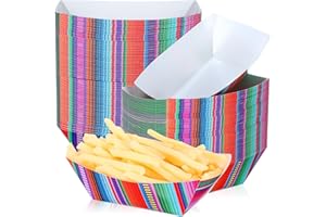 Engrowtic 100 Pcs Mexican Nacho Trays Disposable Food Trays Fiesta Party Decorations Assembled Paper Snack Trays Taco Boats for Candy Hot Dog Cinco De Mayo Birthday Mexican Party Supplies (2 lb)