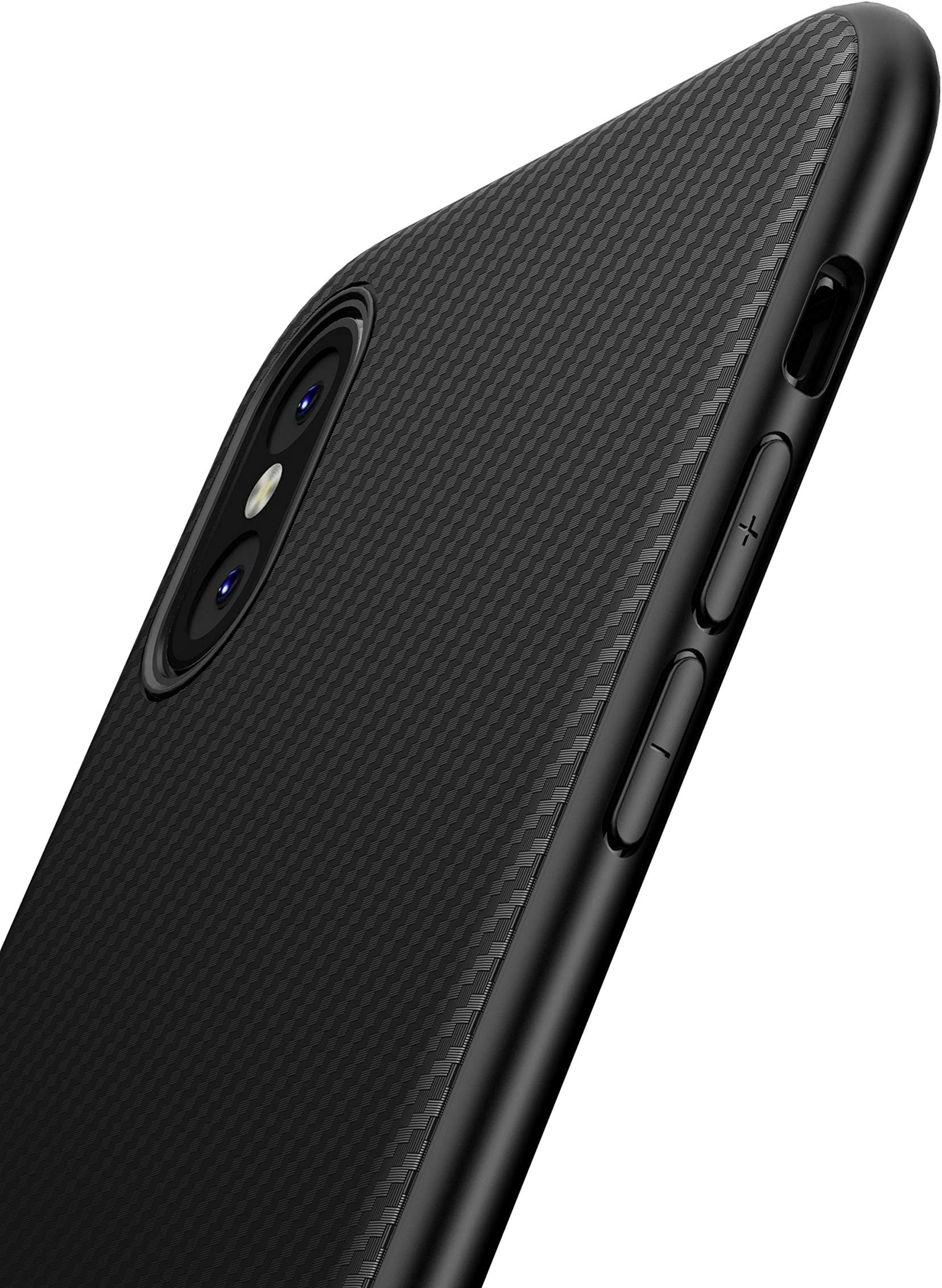 iPhone XS Case,iPhone X Case,[Carbon Fiber Texture Design] Light Slim Simple Stylish Soft TPU Silicone Bumper Protective Matte ShockProof Phone Cover skin for iPhone XS/X (Black)