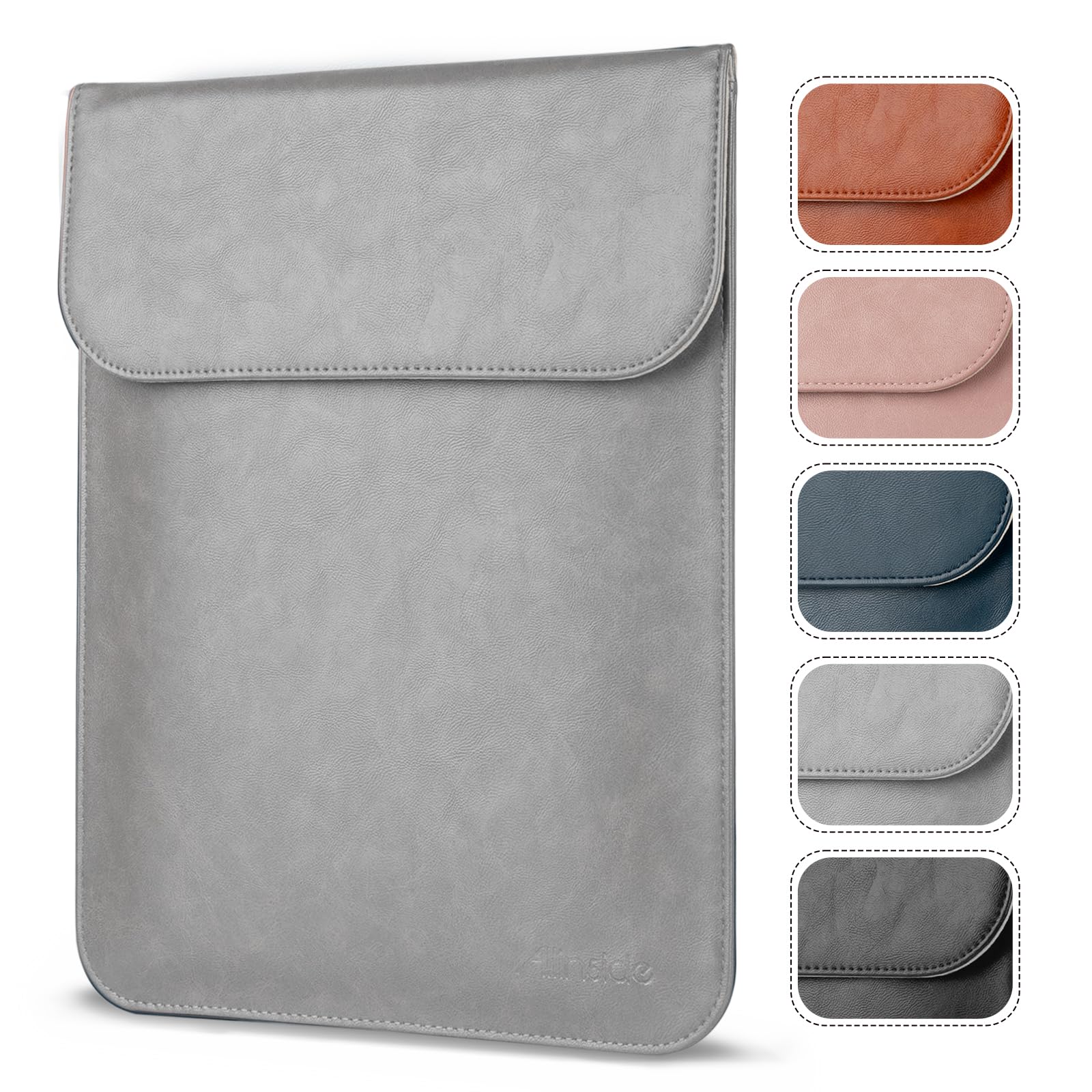 Allinside 13 inch Laptop Sleeve Case for MacBook Neo A18 Pro/MacBook Air 13 2018–2026 (M5 A3449 A2681 A3113)/MacBook Pro 13 2020–2022 (A2251 A2289 A2338 M1 M2), PU Leather Laptop Case Cover, Gray