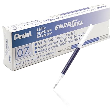 Pentel LR7-CX Nachfüllmine für EnerGel-Stifte 0,35 mm Strichstärke, 0,7 mm Kugeldurchmesser,12 Stück, blau