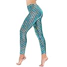 Diamond keep it Women's Mermaid Fish Scale Printing Full Length Leggings (X-Large, Baby Blue)