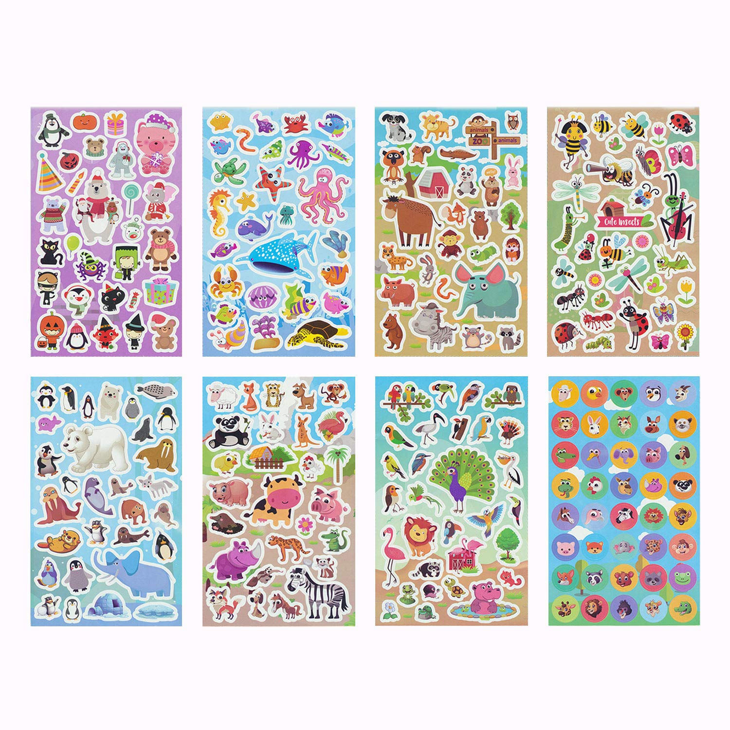 Animal Stickers,Stickers for Kids Assortment Set (1450+ Count),8 Themes Collection for Children,Teacher, Parent, Grandparent, Kids, Craft, School, Planners & Scrapbooking,Present Idea for Children