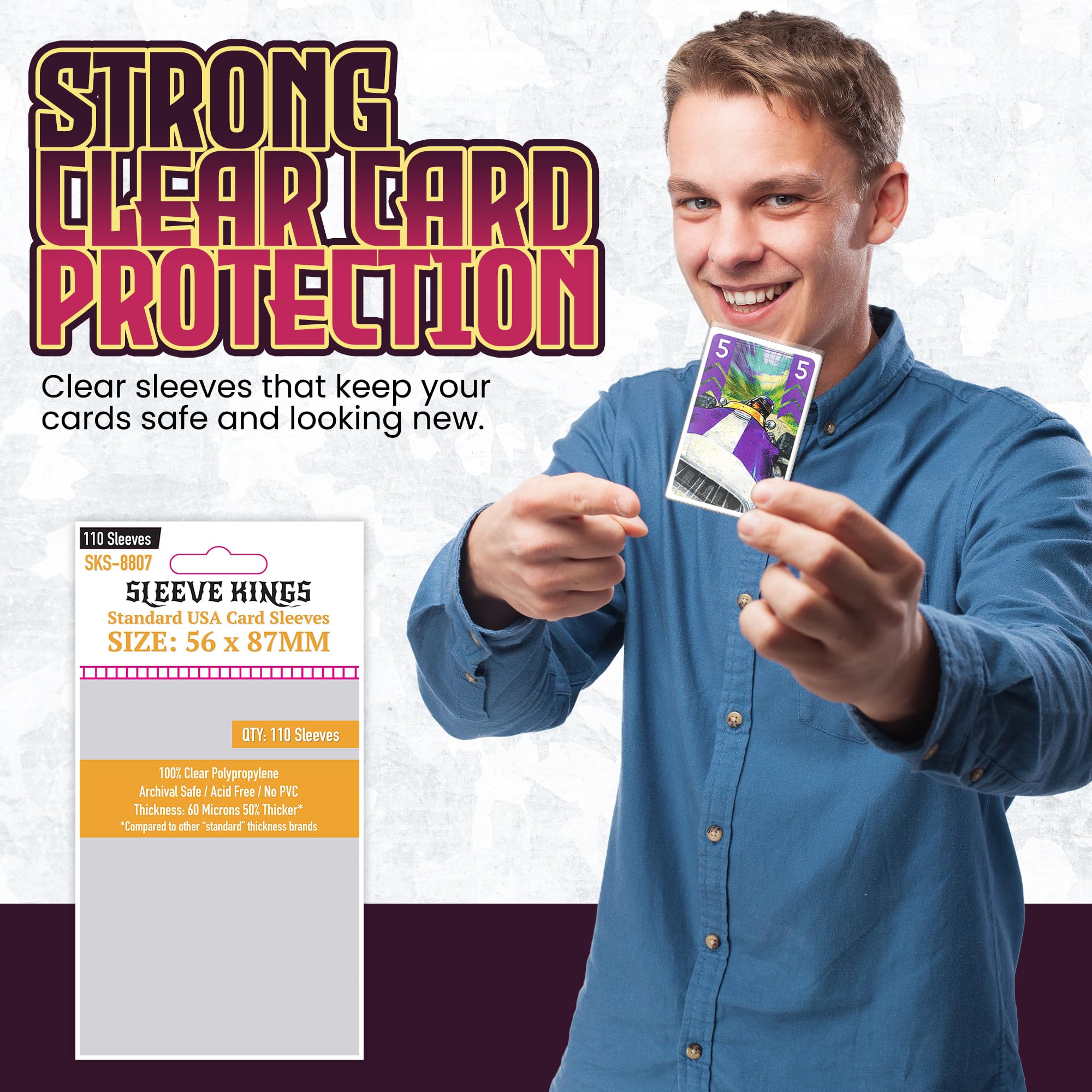 Mua Sleeve Kings Standard Card Sleeves – 110 Count, Clear 60 Micron  Thickness, Medium USA Size (56 x 87 mm), Compatible with Heat: Pedal to the  Metal & More – SKU: SKS-8807