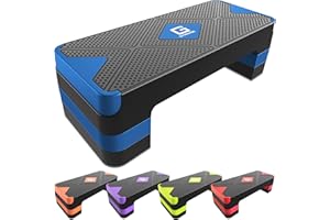 GYMMAGE Aerobic Exercise Step, Adjustable Aerobic Stepper for Exercise, Workout Step Platform for Step Up, 26.5" Step Deck with 4” 6” 8” Adjustable Height Risers, Women Home Gym Cardio Fitness