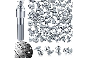 FRIENDA Carbide Spikes for Truck Tires - Snow Studs for Snowmobile & Racing Car - 7 x 9.9 mm (101 Pieces) with Installation Tool