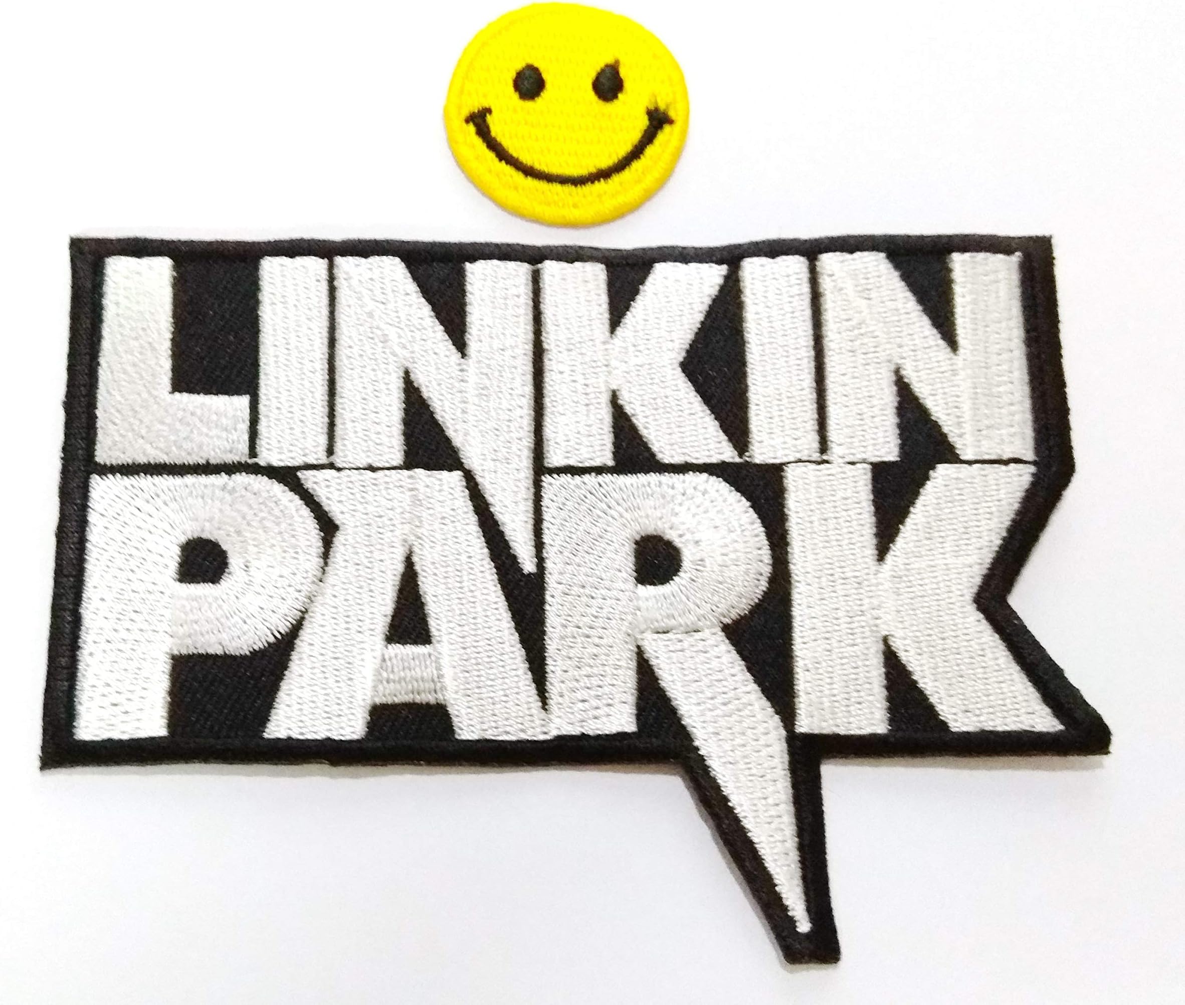 "LINKIN PARK : an American rock music band " Applique embroidered iron on PATCHES with Yellow Tiny Smiley Patches by PATCH CUBE