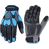 HANDLANDY Anti Vibration Gloves, SBR Padding, TPR Protector, Mechanic Work Gloves (Large, Black)