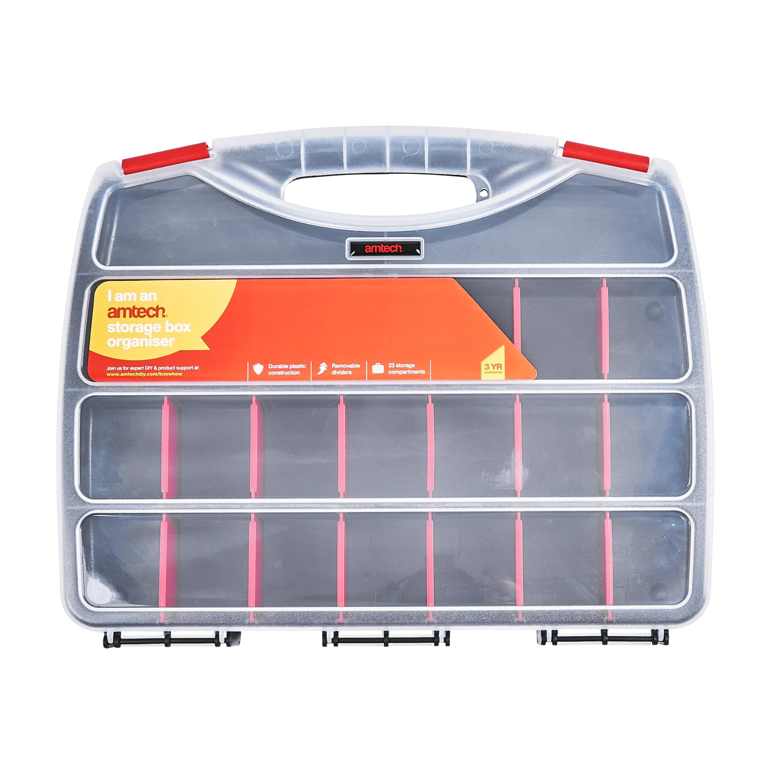 Amtech S6460 Storage Box, Screw Box Organiser for Hardware Assortment, 23 Compartments with Removable Dividers — image 1