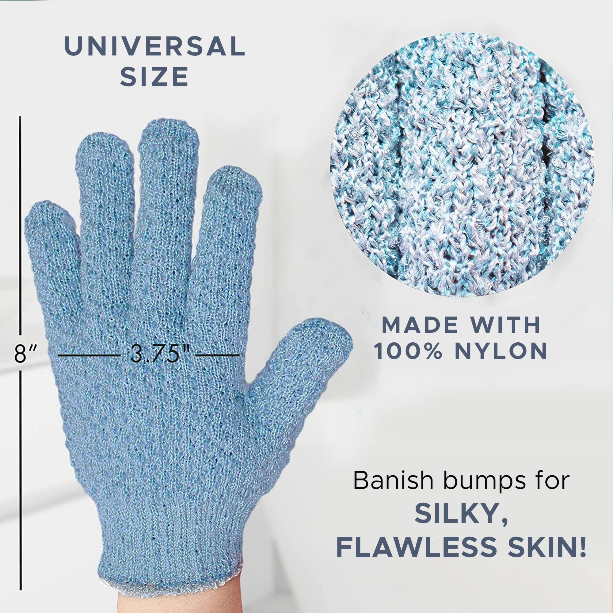 Exfoliating Glove (4 pcs, 2 Pairs) - Heavy Shower Gloves for Body Scrub, Exfoliates & Removes Dead Skin, Stocking Stuffers for Women and Men