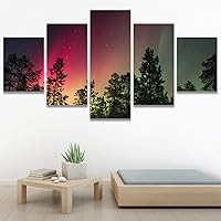 SIGNWIN 5 Panel Canvas Wall Art Astronomy & Space Contemporary Cosmic Dramatic Green Group Photography Realism Ultra for Home Decorations Ready to Hang - 60