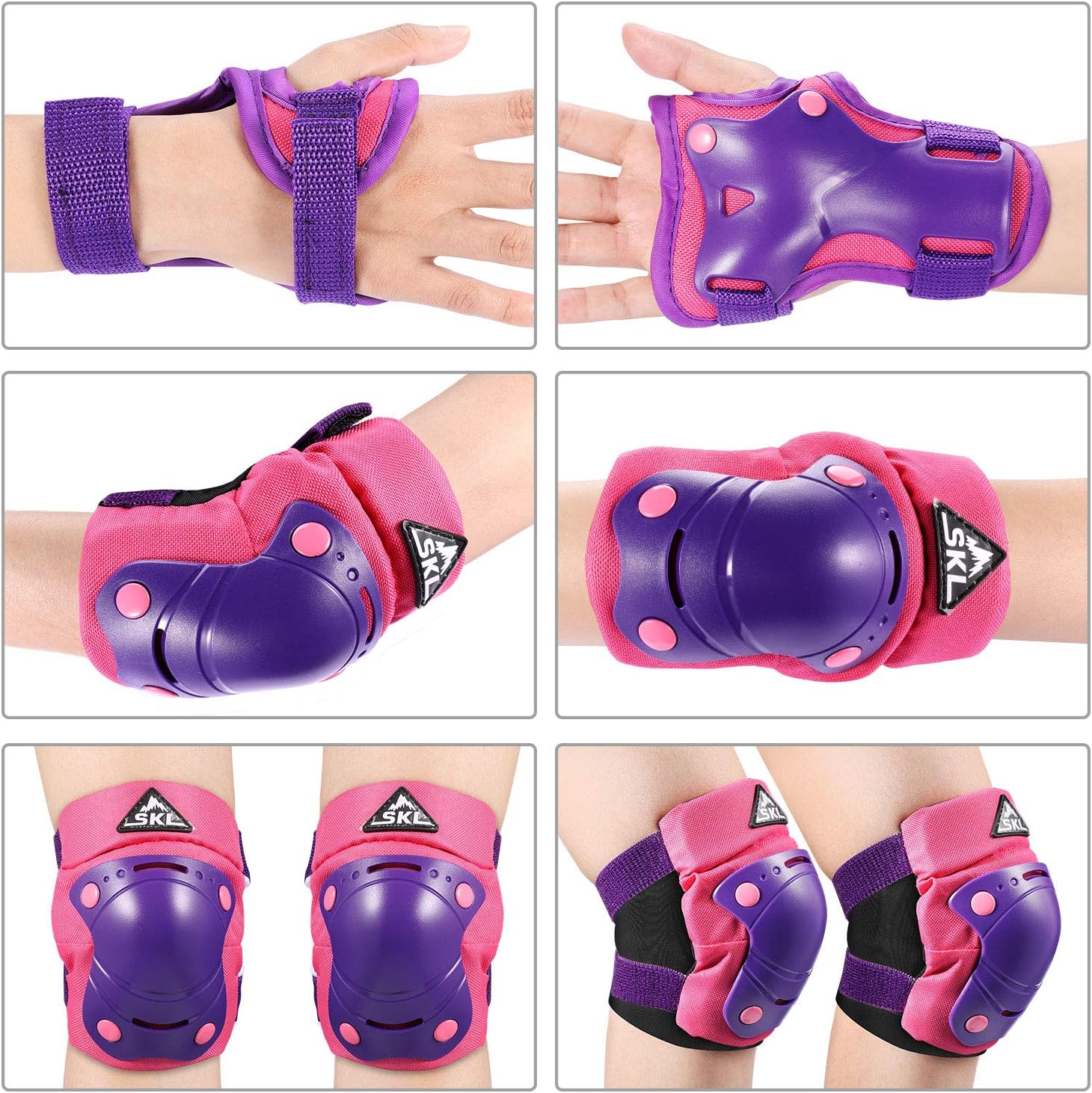 Kids Knee Pads Elbow Pads Guards Protective Gear Set for Skates Skateboard Rollerblade Roller Cycling Bike Inline Scooter Riding, Toddler Wrist Guards for Sports Purple : Sports & Outdoors