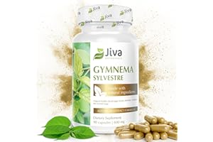 Jiva Botanicals Gymnema Sylvestre Capsules - Gymnema Sylvestre Supplement - Gymnema Leaf Powder Extract with High Potency Formula - Overall Immune System Support Supplement - 90 Vegan Capsules