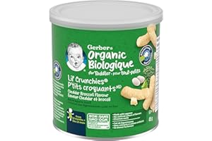 Gerber Organic Lil’ CRUNCHIES Cheddar & Broccoli, Toddler Snacks, 12+ Months, 45 g, 6 Pack
