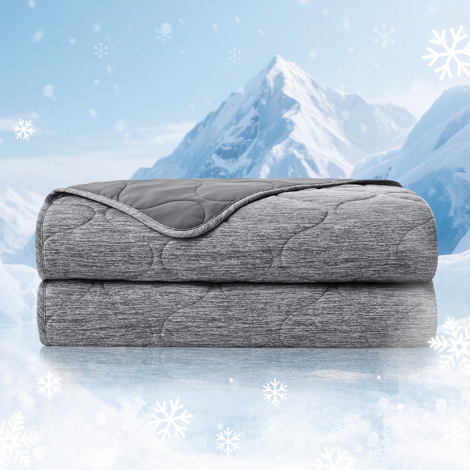 Photo 1 of Cozy Bliss Double Side Cooling Blanket for Hot Sleepers, Q-Max>0.46 Lightweight Soft Breathable All Seasons Cooling Throw for Night Sweats (Charcoal Grey, 80"x90")
