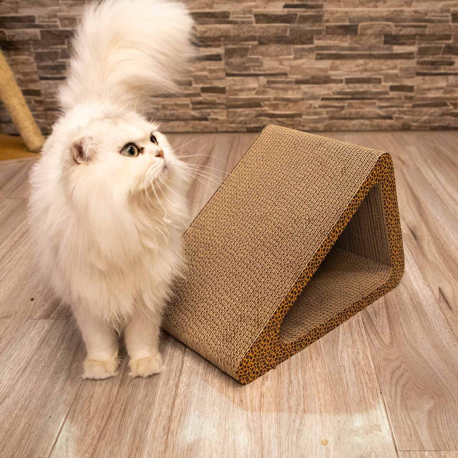 ZENEZ Cat Scratching Posts, 3-Sided Vertical Cat Scratcher Scratching Board Triangle Angles Cardboard