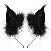 CROOOLTRRY Fluffy Fox Anime Ears Cat Hairband Wolf Headband For Valenine Cosplay Costume Halloween
