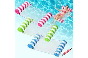 3 Pack Inflatable Pool Floats, OKSUWATER 4-in-1 Water Hammock, Pool Floats Adult Size for Swimming Pool Party Summer Lake Water Fun