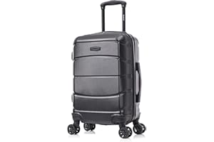 DUKAP SENSE Hardside Luggage with Spinner Wheels | 20 in Durable Lightweight Carry on Suitcase for Travel | Zipper Clouser Suit Case with Gel Handles and Trolley | Black