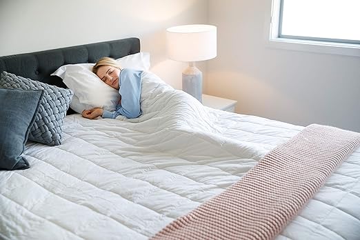 Amazon Com Calme Home Queen White Weighted Blanket 20 Lbs 90