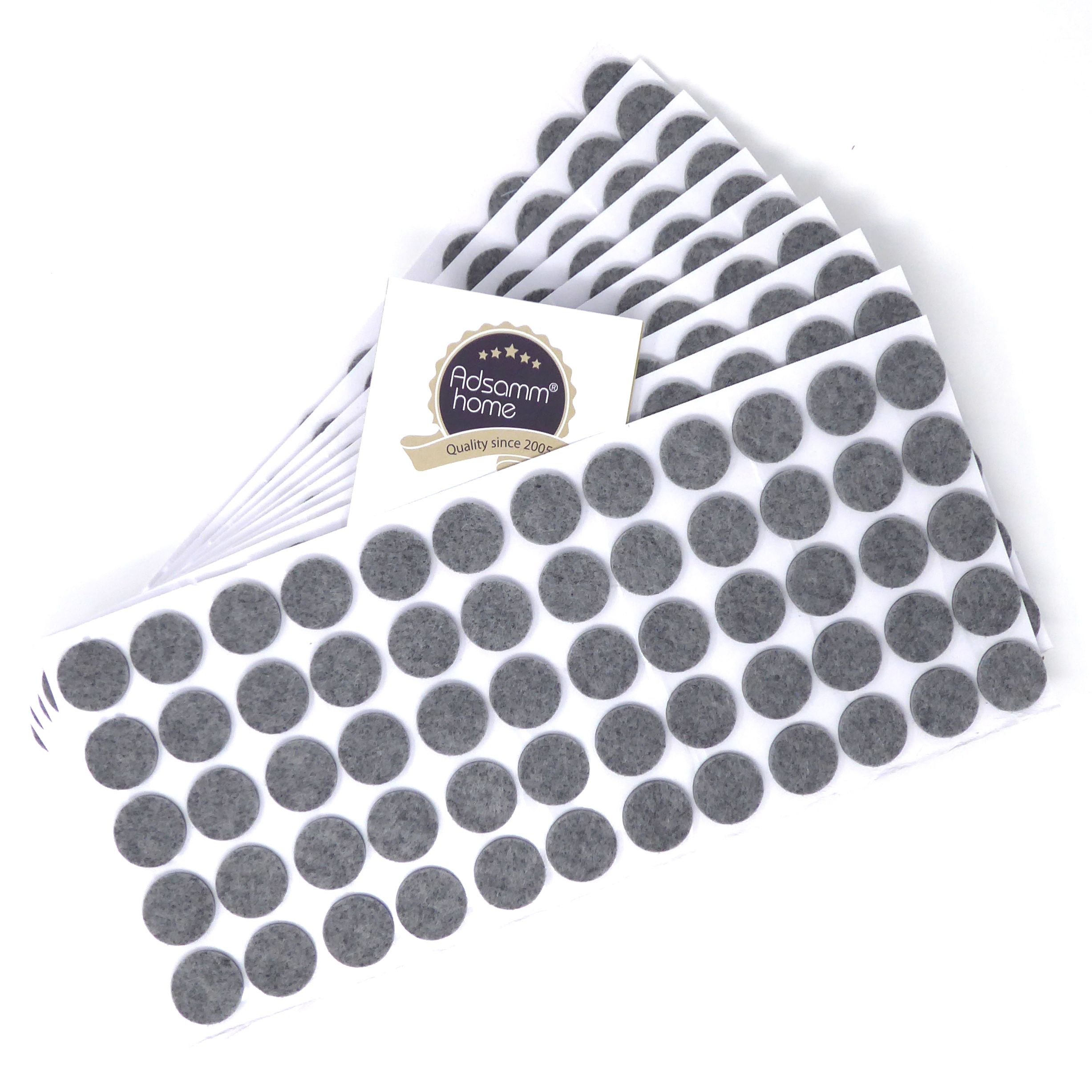 Adsamm® / 600 x self-adhesive felt pads/Grey/ø 0.79'' (ø 20 mm) / round / 0.138'' / 3.5 mm thick stick-on furniture felt glides/Furniture & Chair Glides