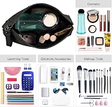 Maange Small Cosmetic Bag PU Leather Travel Pouch with Handle Black view 4