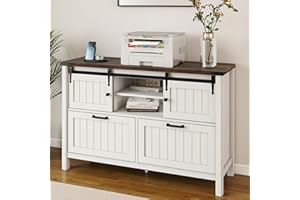 Lateral File Cabinet 2 Drawer with Power Outlets, Farmhouse Filing Cabinets with Storage Shelf for Home Office, Wooden File F