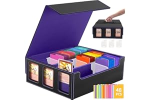 SWAITEE Trading Card Storage Box 1800+, Detachable Magnetic Cover Card Organizer 48 Dividers for MTG/YuGiOh/TCG/Sport Cards, Magic Card Storage with Display Windows and Strap