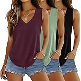 Huukeay 3 Pack Women's Tank Tops V Neck Loose Fit Casual Shirts Flowy Trendy Sleeveless Summer Basic Tee 2026 Fashion