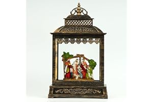 ZQQLITE Christmas Snow Globes Lantern Christmas Snow Globe with Music Nativity Scene,6H Timer,USB Lined/Battery Operated Lighted Lantern for Christmas Festival Decoration Gifts