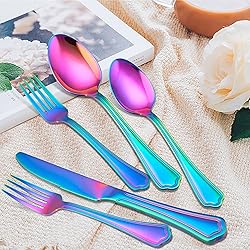LIANYU 48-Piece Rainbow Silverware Set with Steak