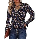 Kistore Long Sleeve Shirts for Women Pleated Cuffs Dressy Business Casual Blouses 2025 Trendy Puff V Neck Tunic Tops