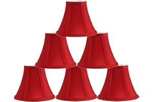 Urbanest Christmas Decoration Set of 6 Red Silk Bell Chandelier Lamp Shade, 3-inch by 6-inch by 5-inch, Clip-on