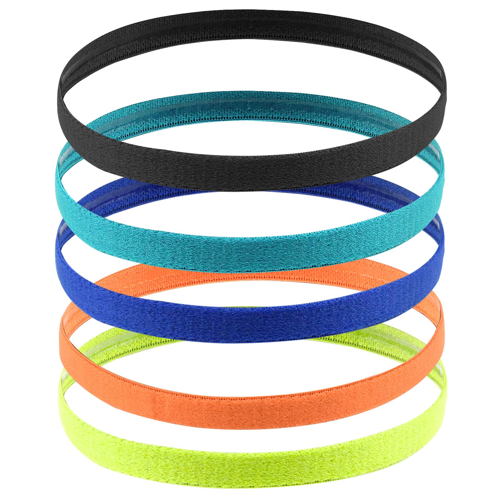 AvoDovA 5 Pcs Sports Headbands - Elastic, Non Slip Kids Sports Hairbands for Boys & Girls, Mini Sports Headband for Women Fitness