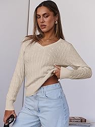 ANRABESS Womens Long Sleeve Cable Knit Sweater 2025