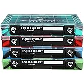 Evolution Outdoor 3600 Drift Series QuikLatch Fishing Tackle Tray Multi Color 4 Pack – Green, Blue, Red, Seafoam Colored Tackle Box Organizer with Removable Compartments, Utility Box Storage