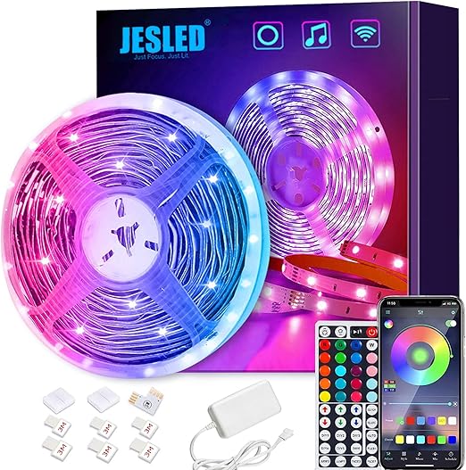 tiras led wifi jesled 5m tira de led rgb compatible con alexa google home app led tira luz sincronizacion de musica perfecto para navidad