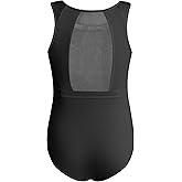Phineein Girls Gymnastics Leotards Mesh Back - Kids Sleeveless Ballet Dance Leotard with Stylish Power Mesh Cutout Back