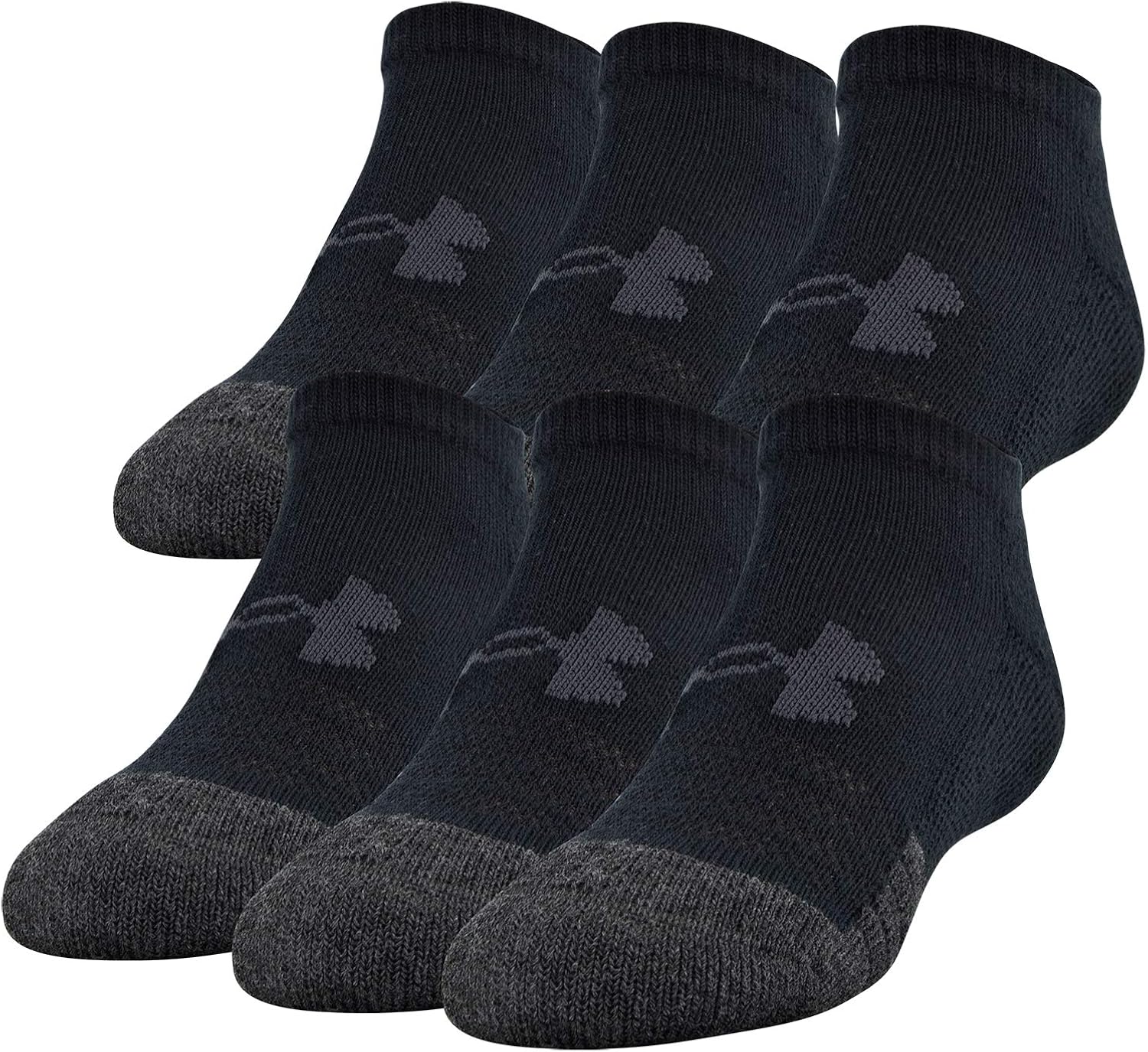 Under Armour Youth Performance Tech No Show Socks, 6-Pairs , Black , Shoe Size: Youth 13.5K-4Y: Clothing