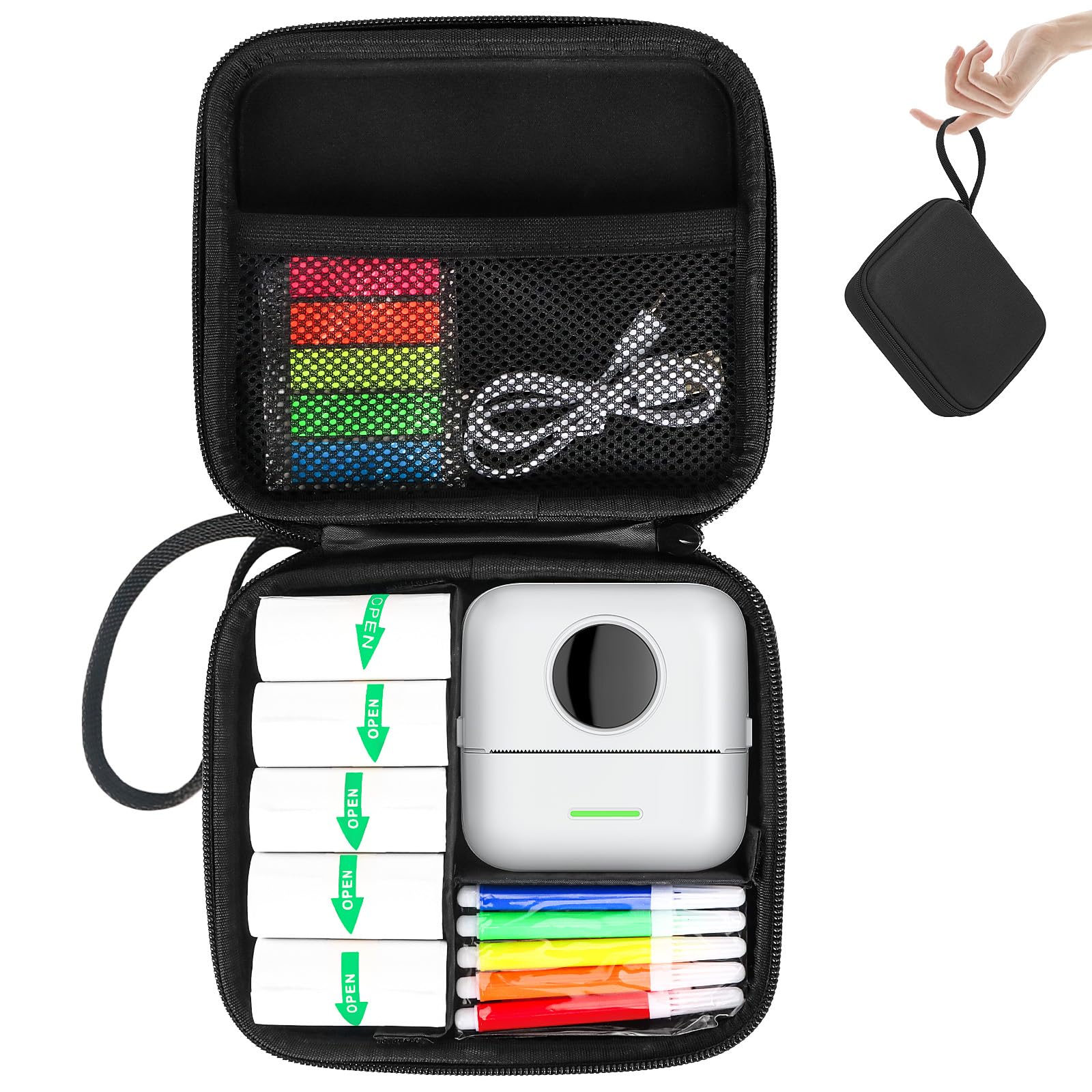 HuiJuKeJi Mini Sticker Printer Case,High-Capacity Hard Protective Box for X5/Phomemo M02/T02 Printer,Portable Carrying Case Suitable for Thermal Inkless Photo Printer,Instant Camera,Label Marker